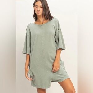 #41 Oversized Sage Cotton Jumper with Pockets